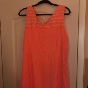 Apt 9 Orange Embroidery Hi Low V-Neck Dress Size L